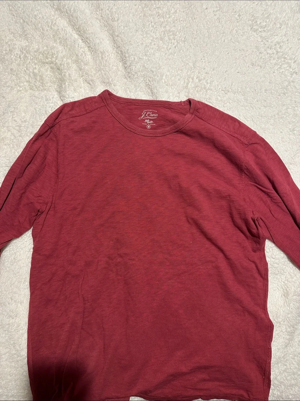 J. Crew Men’s Long-Sleeve Crewneck Shirt - Deep Red